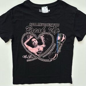 Selena Gomez Black Tee with Pink Graphic Size L